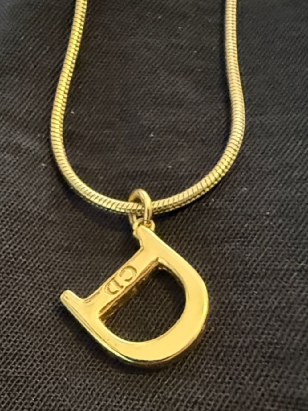 Dior “Big D” Gold Logo Snake Chain Necklace EUC